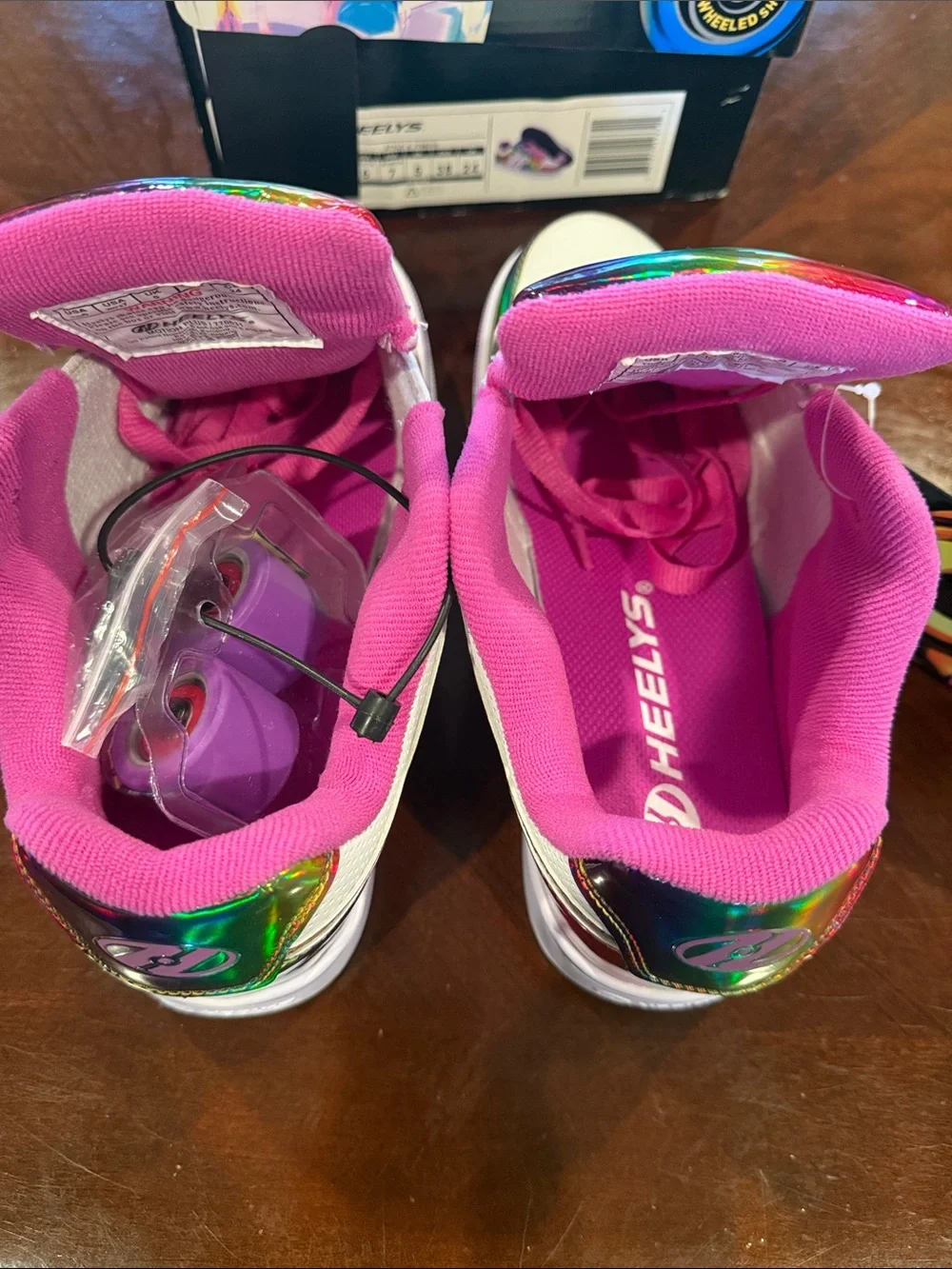 Heelys Kids Pink Iridescent Rainbow Skate Sneakers, Size 7